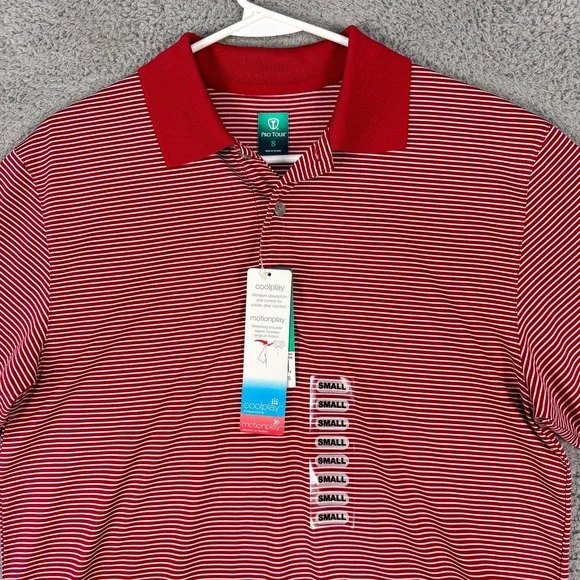Pro Tour Polo Shirt Mens Small Red Golf Performance Coolplay Motionplay NEW - Picture 2 of 12